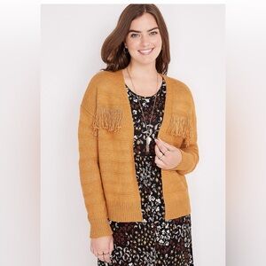 Maurices Mustard Fringe Women's Cardigan